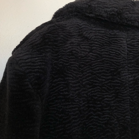 Long Oversize Faux Persian Lamb Fur Coat - Black Teddy - Picture 6 of 7